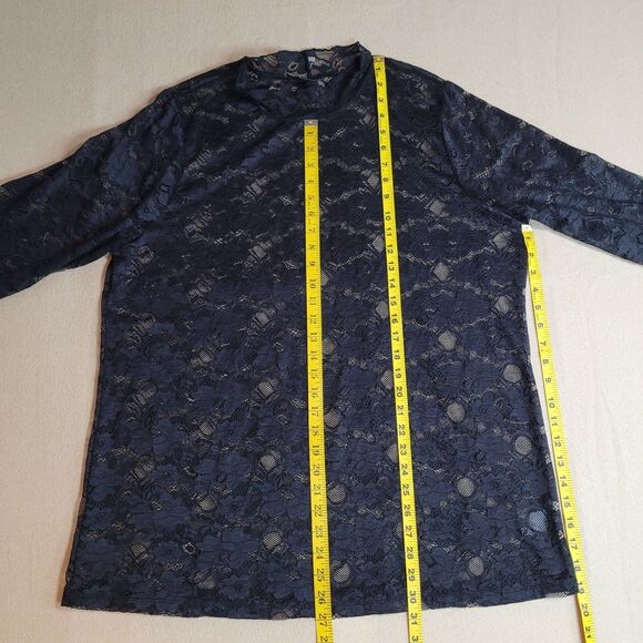 Torrid Black Floral Lace Top 2X Sheer Long Sleeve Mock Neck Whimsigoth Romantic - Picture 3 of 12